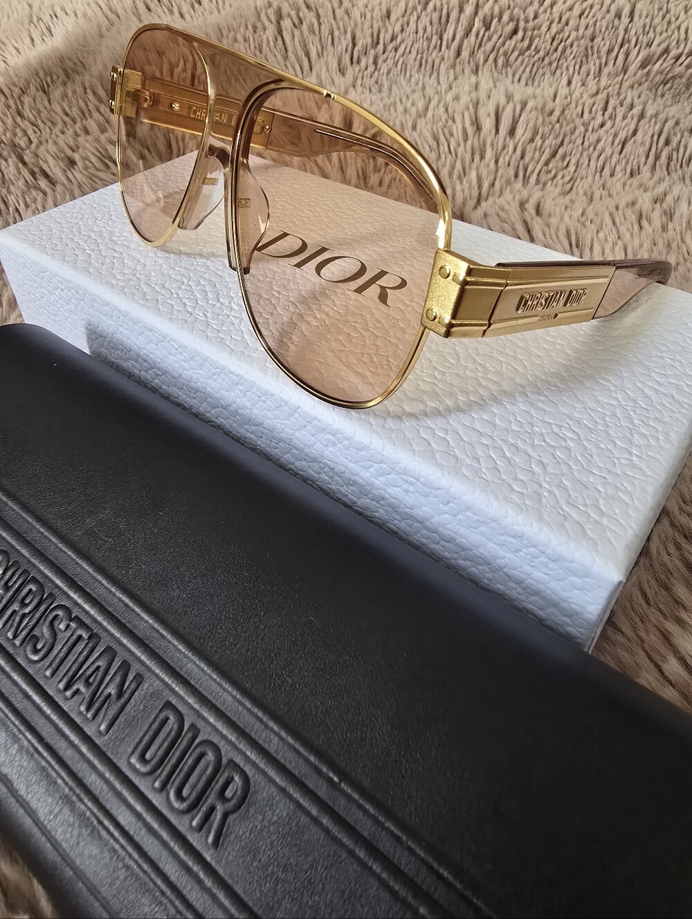 Christian Dior Signature A3u Aviator Sunglasses Gold/Pink